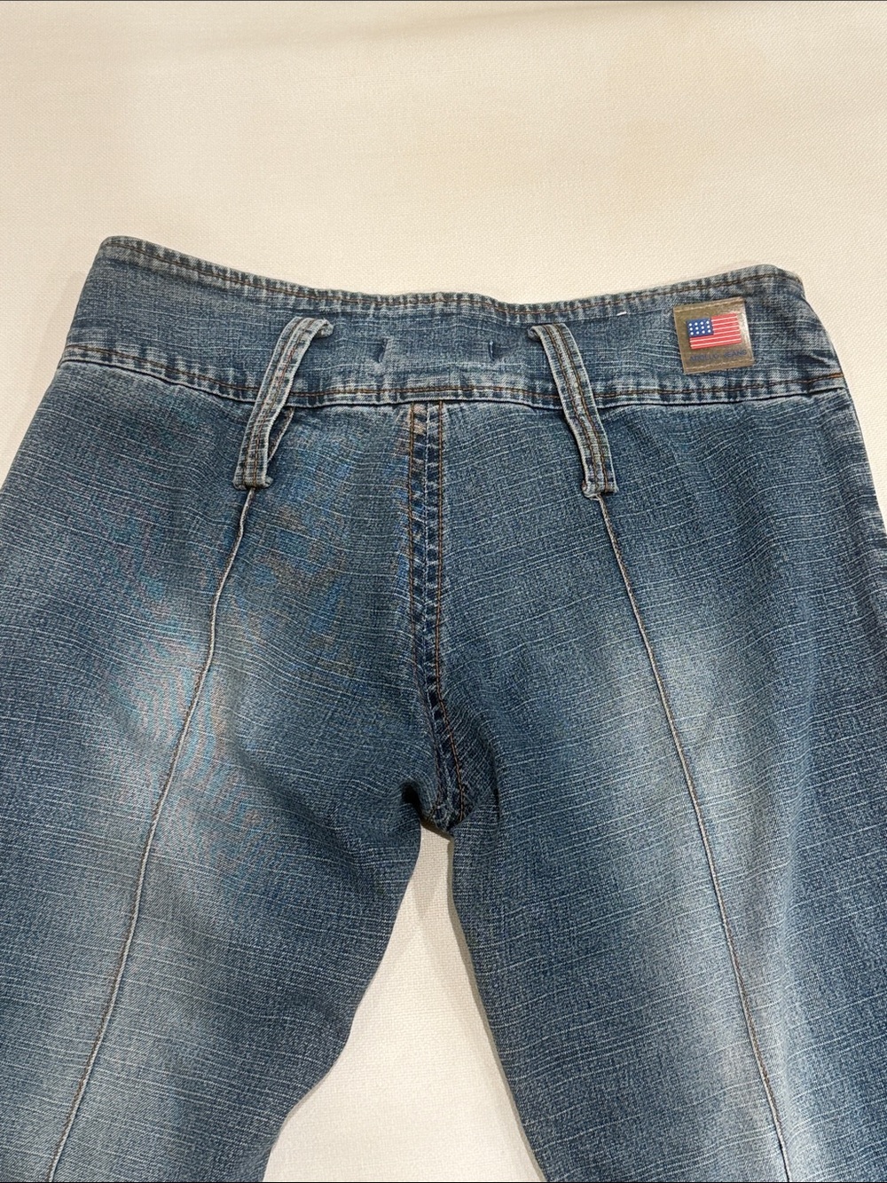 Vintage Apollo Jeans Slim Straight Blue Denim with Flag Patch